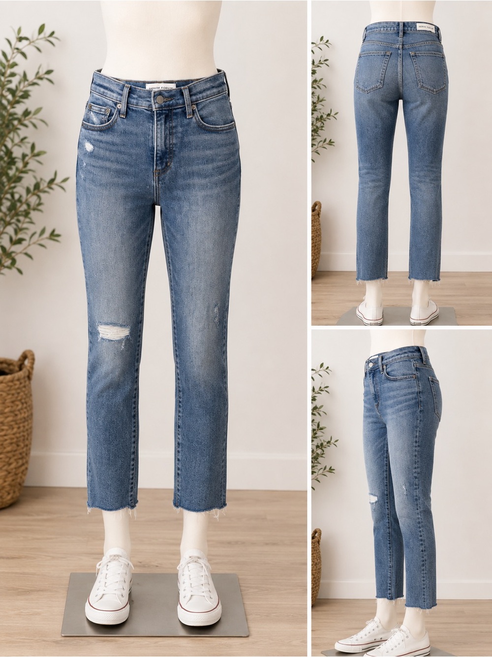 Denim Forum Women’s Distressed Straight Leg Jeans Size 23